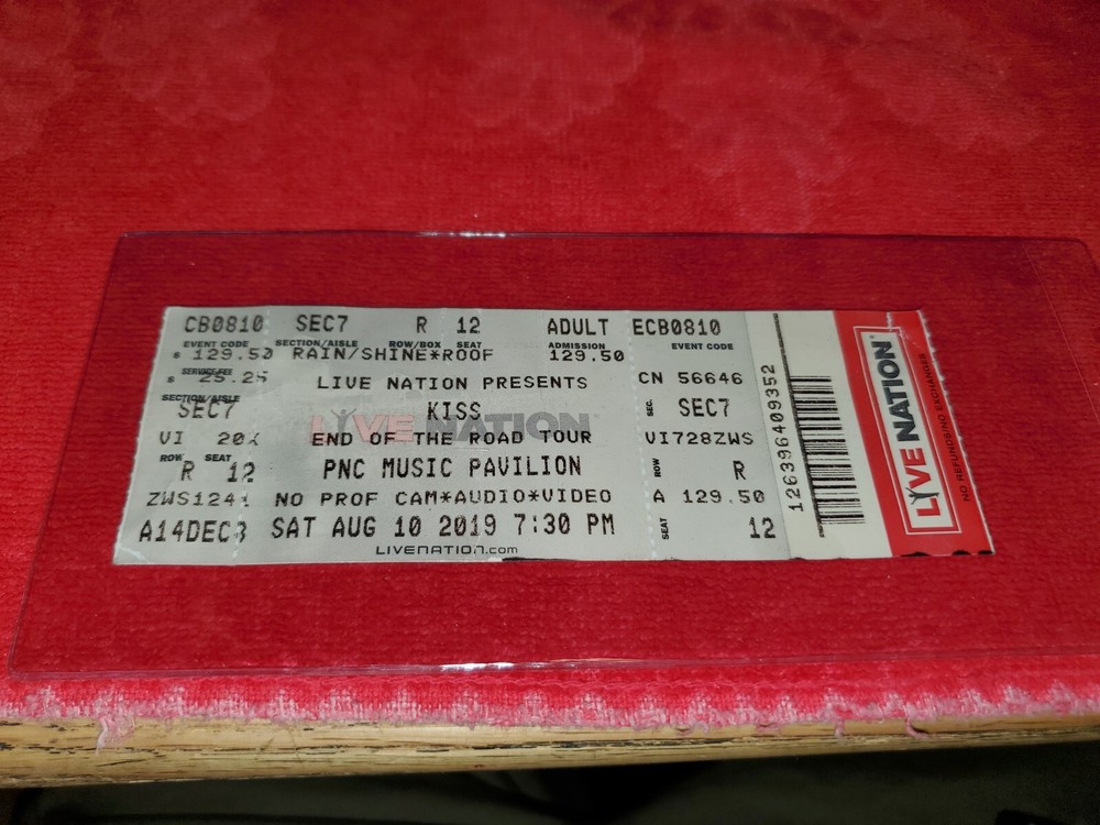 VINTAGE FULL CONCERT TICKET FOR KISS END OF ROAD TOUR AUG 10 2019 PNC MUSIC PAV