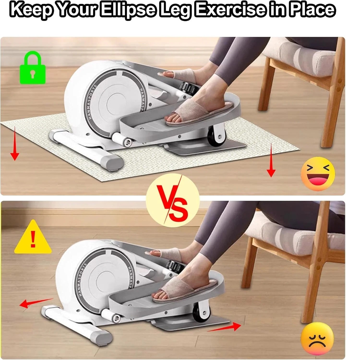 Ellipse Leg Exerciser Machine Non-Slip Mat, Apply to Under Desk Elliptical Pe...