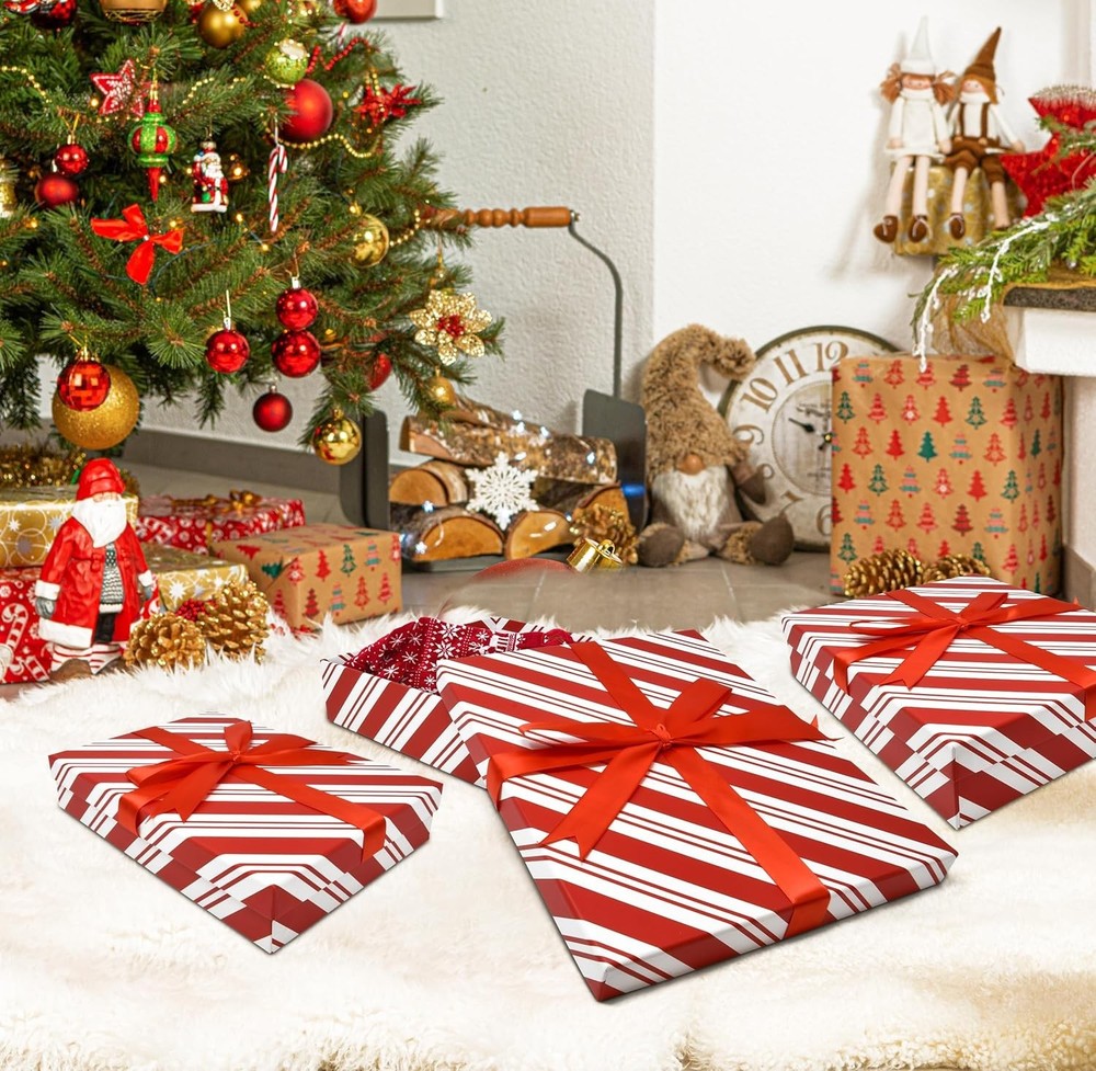 Gift Boutique - Christmas Nesting Gift Boxes Rectangle 3 Pack Peppermint Cand...