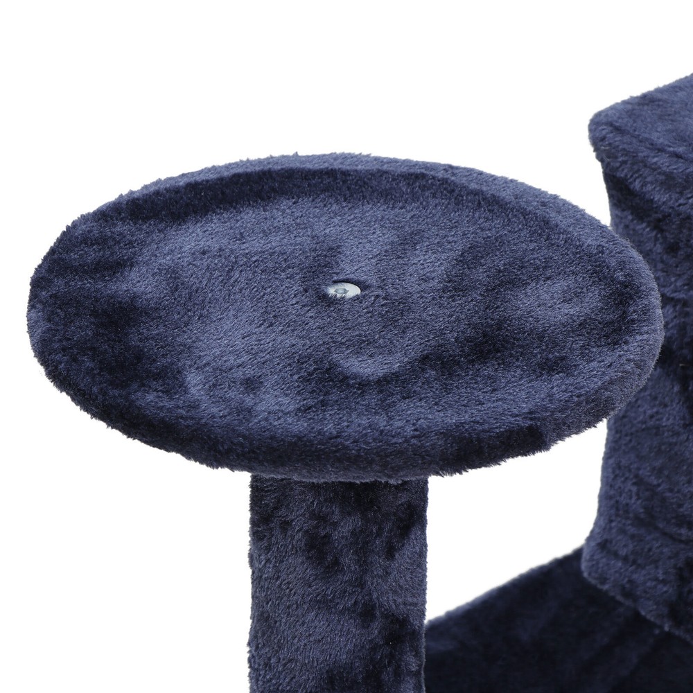 53" Sturdy Cat Tree Cando Tower Activity Kitty Multilevel with Padded Perch Blue