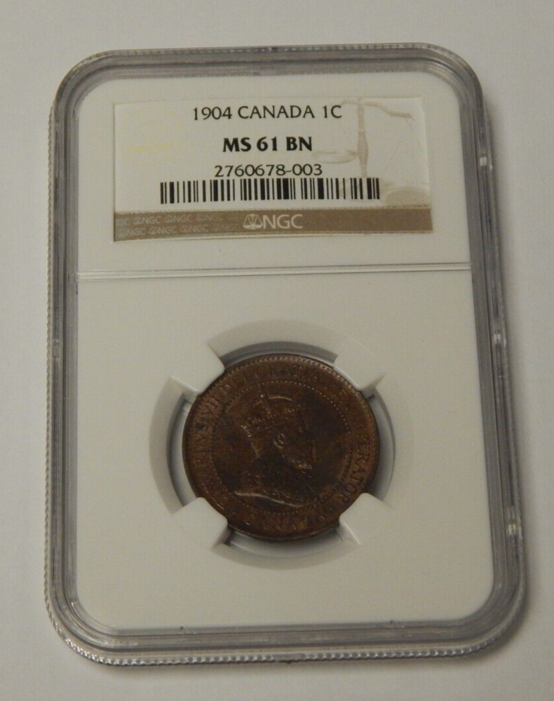 1904 Canada 1c Large Cent NGC MS 61 BN
