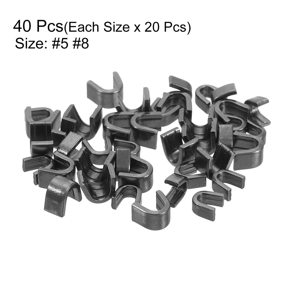 40Pcs Zipper Slider Retainers - #5 #8 U Shape Top Stoppers Replacing, Black