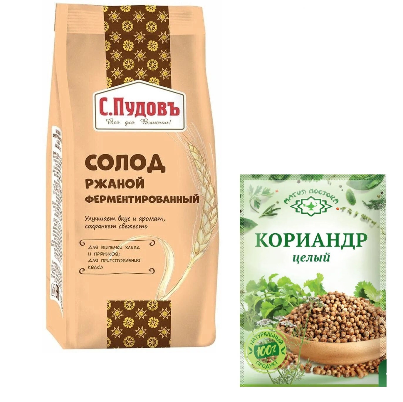 Fermented Rye malt for bread S.Pudov 300g  coriander SOLOD Солод ржаной