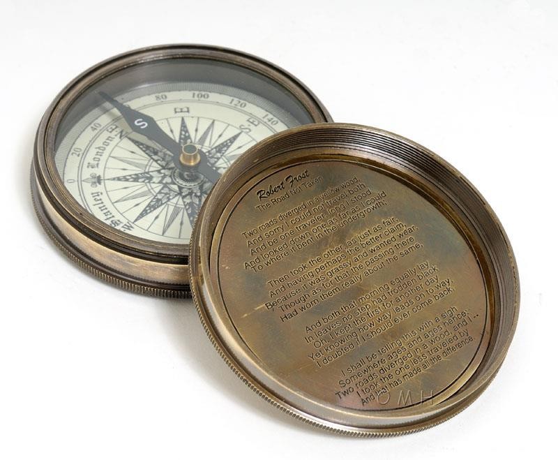 Antique-Style Brass Compass with Leather Case
