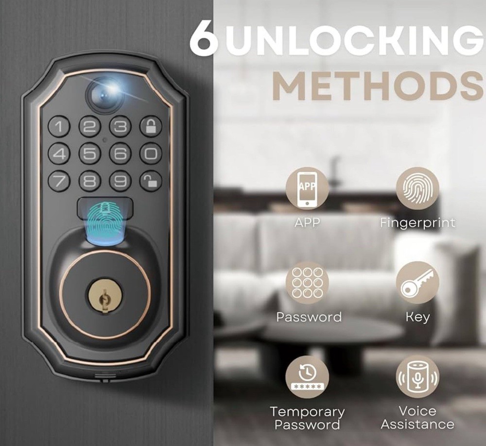 Keyless Lock: Biometric, Camera Deadbolt, Two Way Talk