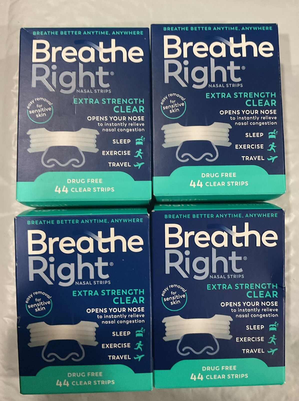 BREATHE RIGHT Clear Nasal Strips EXTRA STRENGTH Sensitive Skin (44) ea TOTAL 176