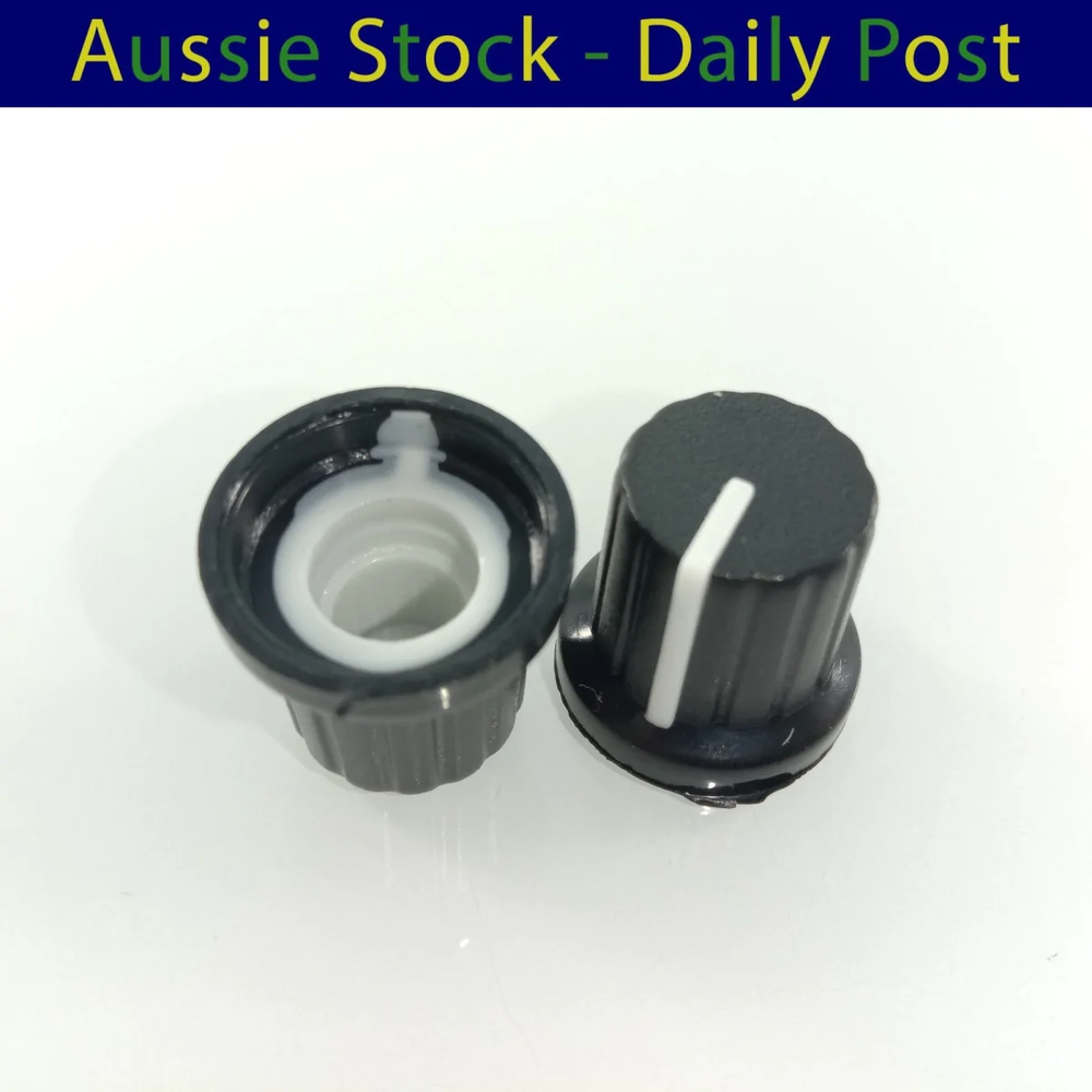 10pcs 6mm Diameter Shaft Hole Plastic Threaded Knurled Potentiometer Knobs Caps