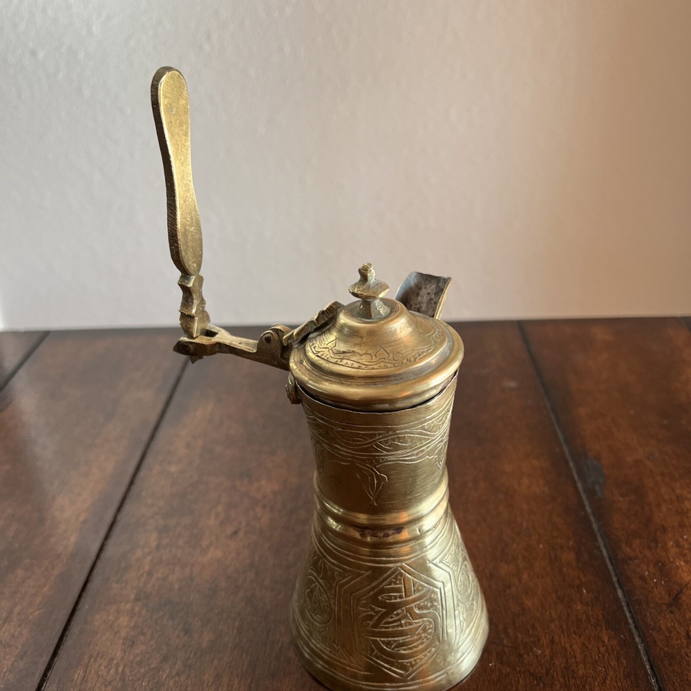 VTG Middle Eastern Coffee Pot Maker With Folding Long Handle 6” Tall