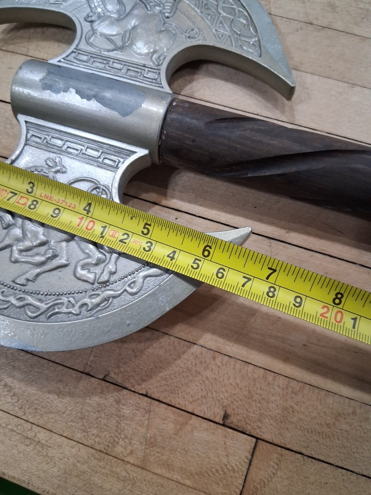 Double Head Decorative Battle Axe Wall Display 24 Inch Engraved Blades