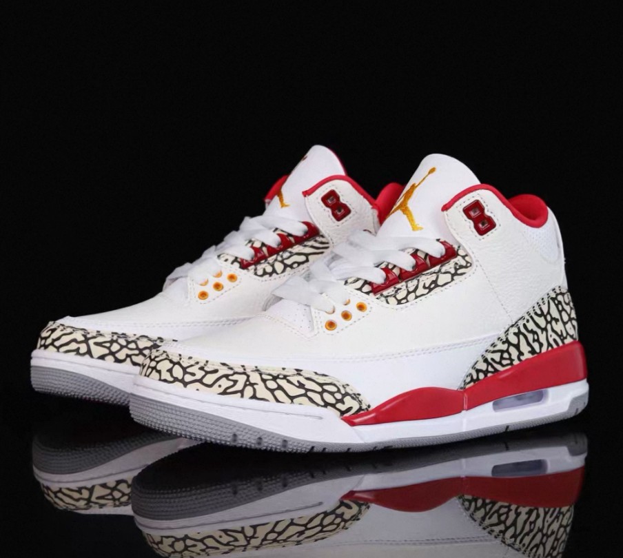 Men's Jordan 3 "Cardinal Red" Retro Mid Top Basketball Shoes Us Size7-12