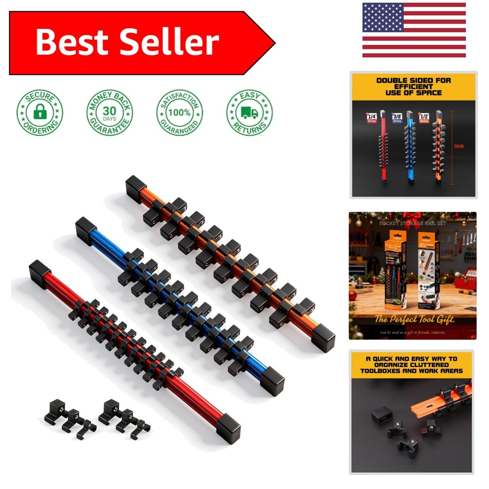 Efficient Tool Organization: 3Pcs Color-Coded Double-Sided Socket Holders
