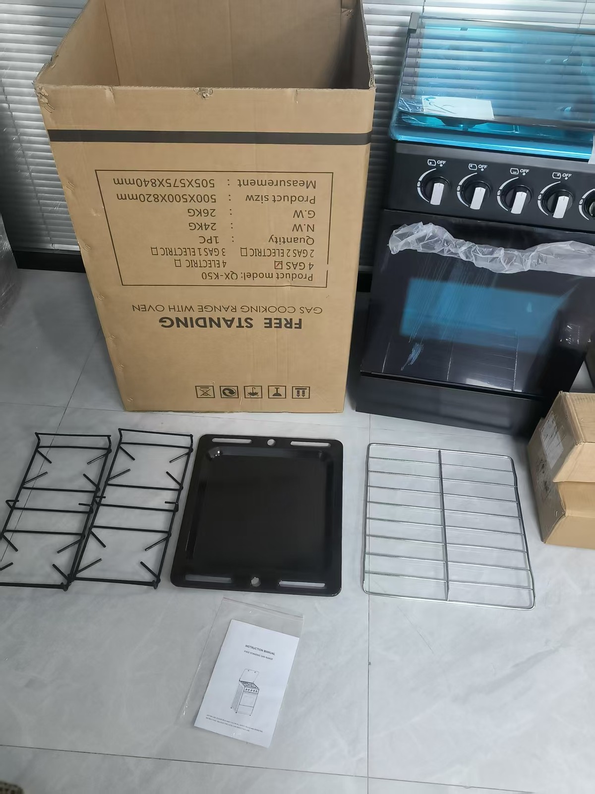 20" Free Standing Gas Stove Oven Range,4 Burner LPG Cooktop with 60L Oven