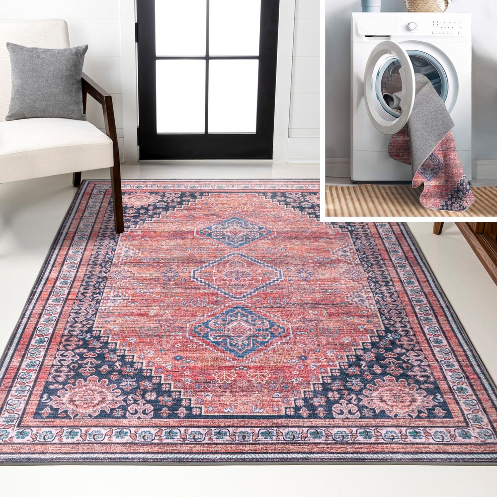 JONATHAN Y Machine Washable 7'10" x 10' (Rectangular), Dalyan-terra/Navy
