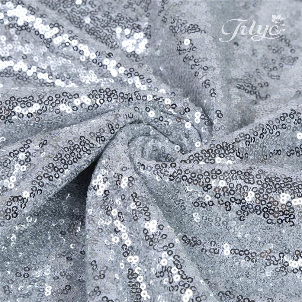 Sparkling Silver Sequin Backdrop Curtain - 4x7 Ft NWT