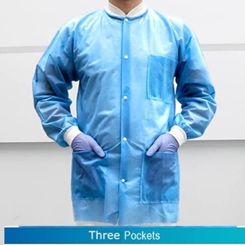 Pack of 30 Disposable Lab Jackets, Unisex Hip-Length Lab Coats 45gsm (M)