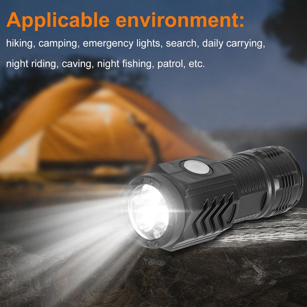 3Pcs Super Bright LED Tactical Military Flashlight Rechargeable Work Light Torch