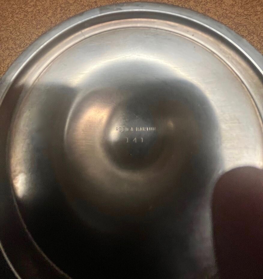 MCM Reed & Barton Silver Plated Compote with a Green Enameled Interior EXC. COND