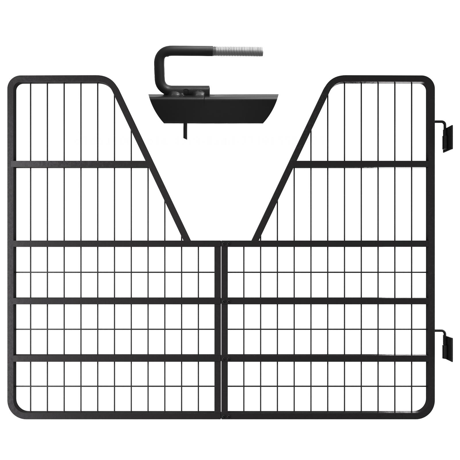 Livestock Gate 52"x42", Heavy Duty Steel Stall Guard Easy Installation Black
