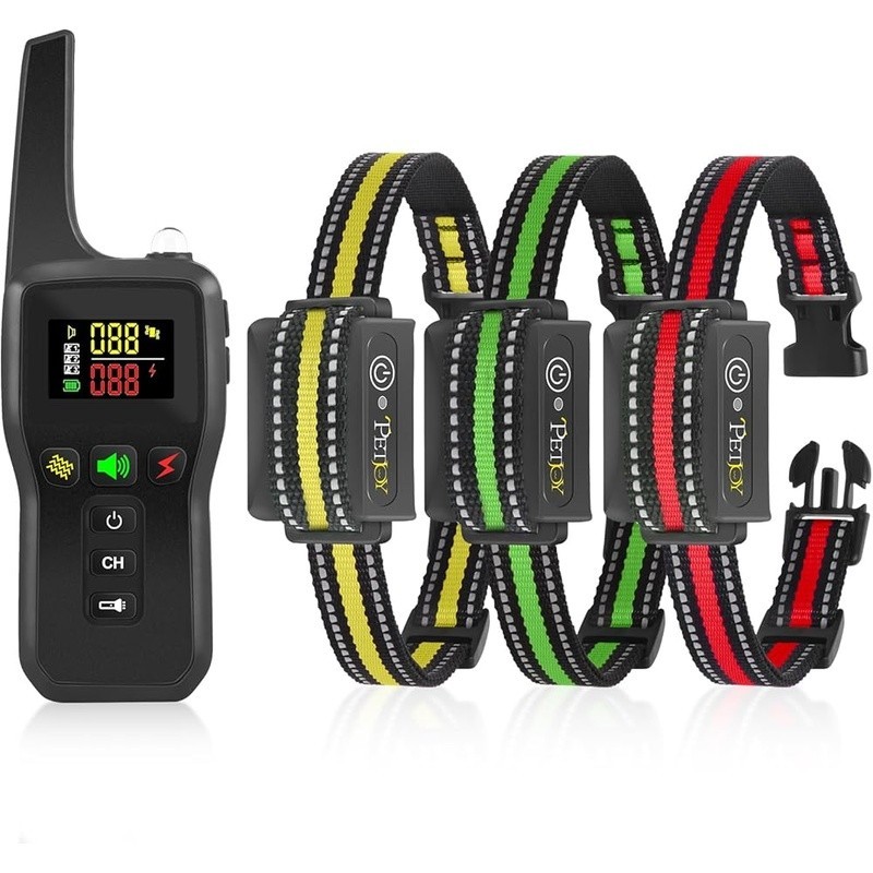 Automatic Bark Collar 3 Dogs Remote Control Vibration Shock Adjustable Modes New