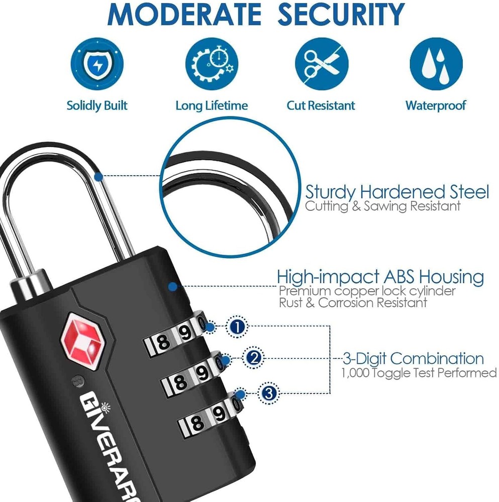 TSA Approved Luggage Locks 2 Pack Keyless Combination Padlocks for Suitcase