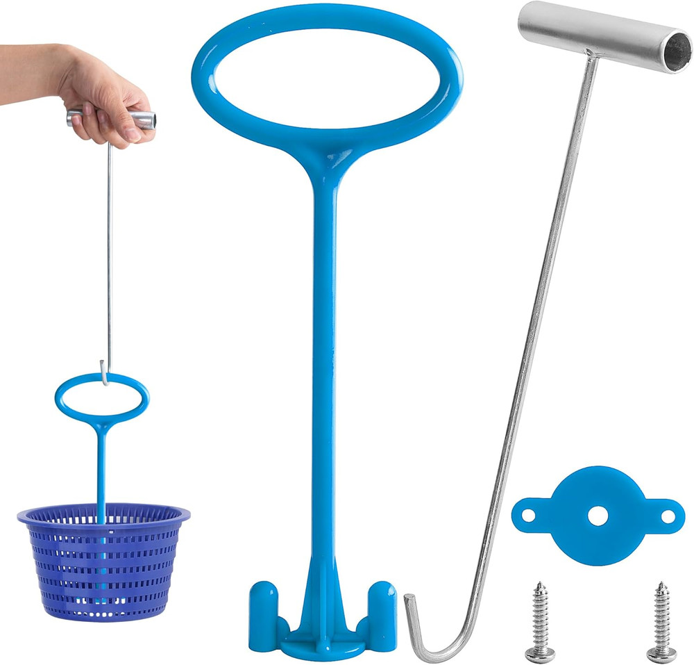 Universal Pool Skimmer Basket Handle Hook Tool for Inground Pool Cleaning