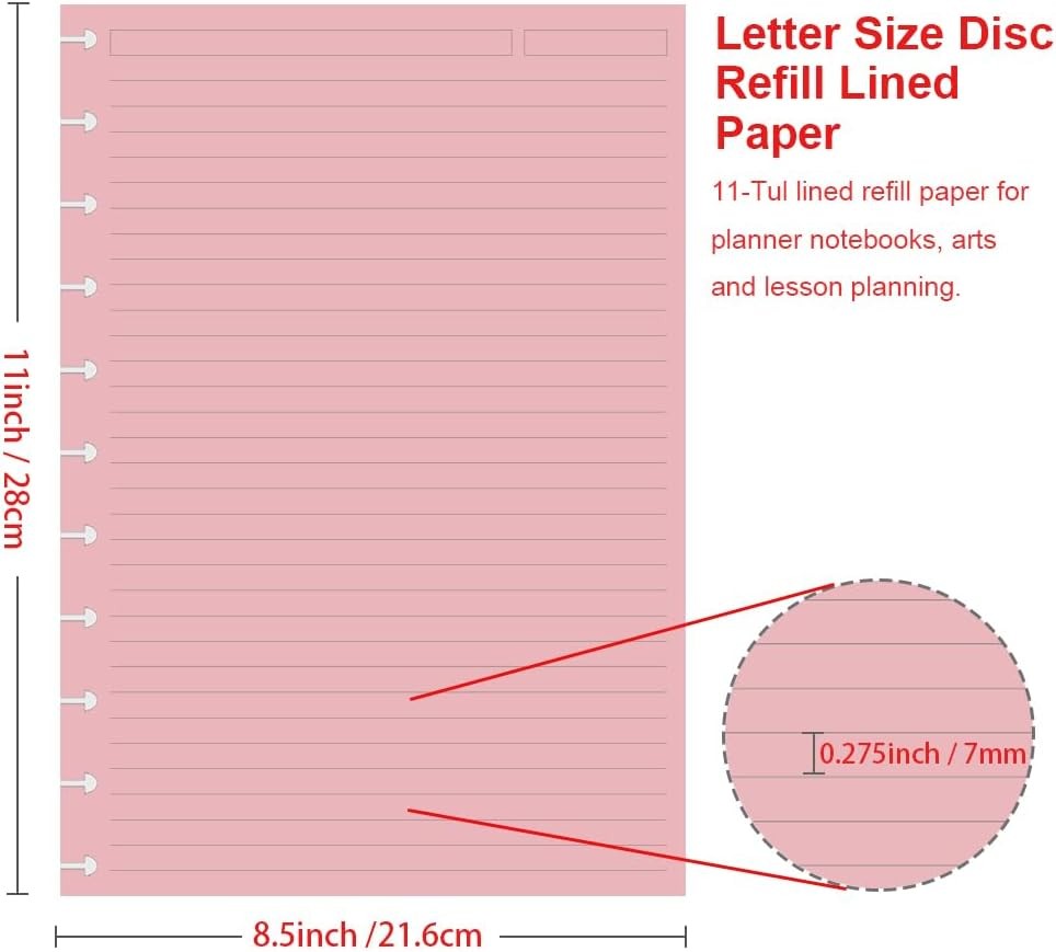 (2-Pack) Letter Size Discbound Lined Refill Paper, 11 Disc 200 Sheets