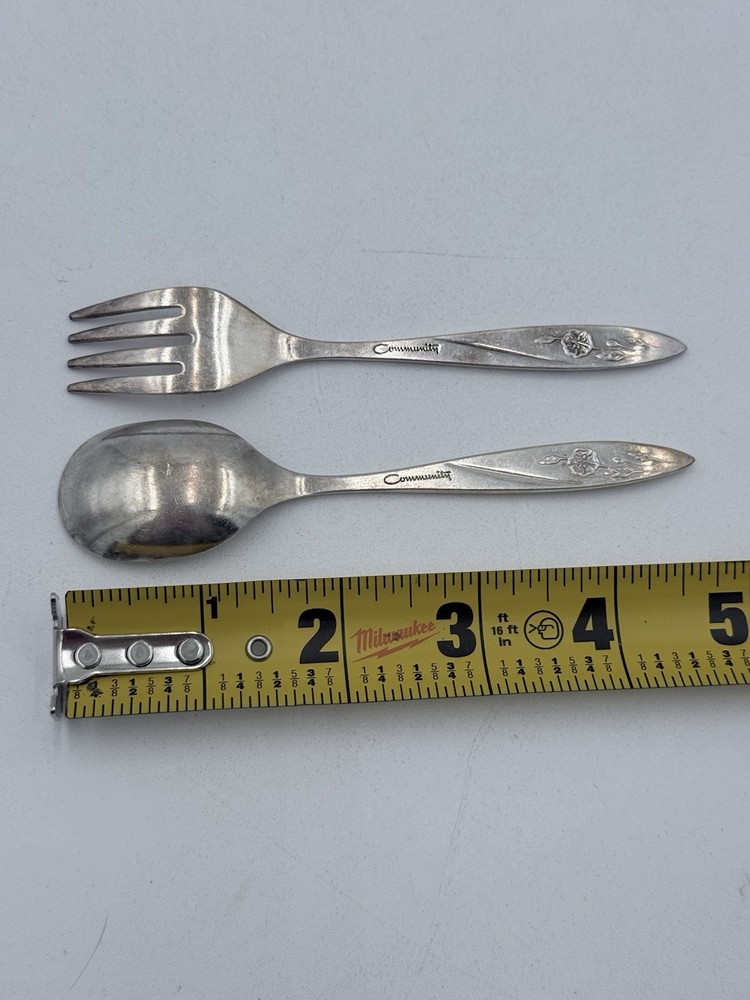 Vintage Oneida Community Silver Flatware Morning Rose Olive Fork & Spoon