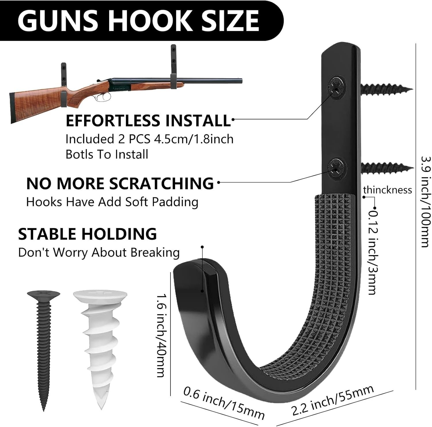 34 Pack Gun Rack Wall Mount, Gun Rack Bulk for Wall, Horizontal Met...