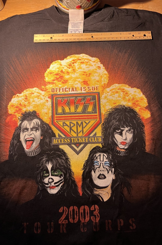 RARE KISSS ARMY T SHIRT  ACCESS TICKET CLUB 2003 TOUR CORPS OFFICIAL ISSUE - MED