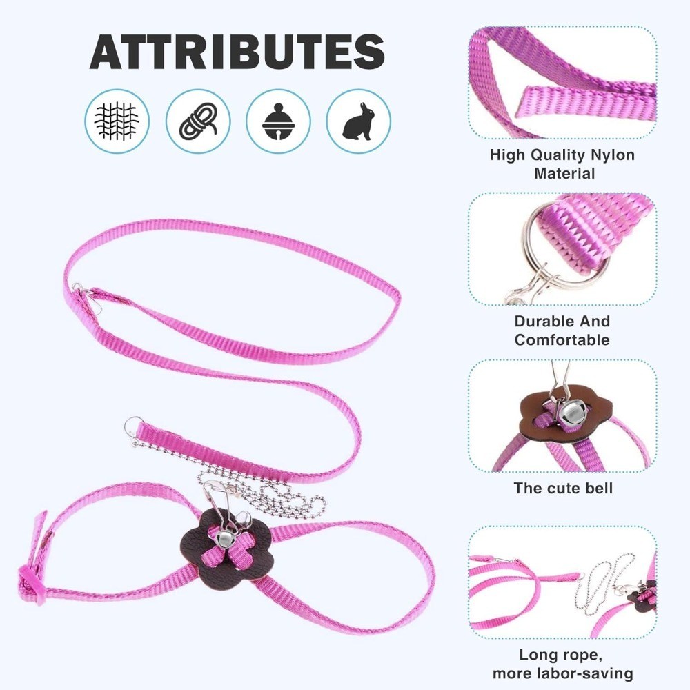 Adjustable Hamster Leash Harness for Ferret Rabbit Rat Mouse Small Pet Walking