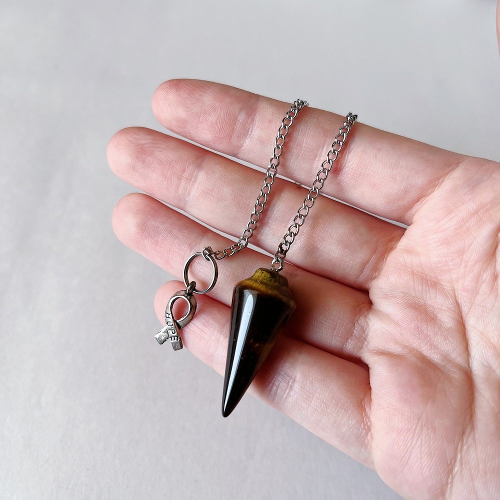 Tigers Eye Pendulum Hope Charm Gemstone Divination Dowsing