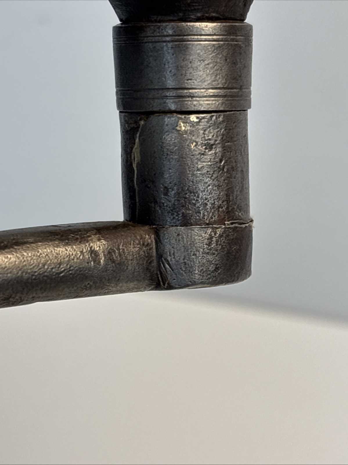 Antique I. RUDOLF Forged Carpenter Brace Drill Primitive Wood Brace