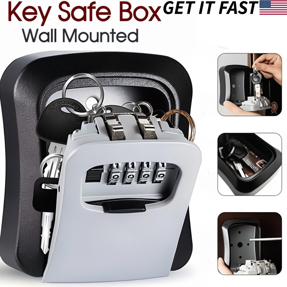 4 Digit Key Safe Lock Box Combination Wall Mount Security Storage Case Organizer