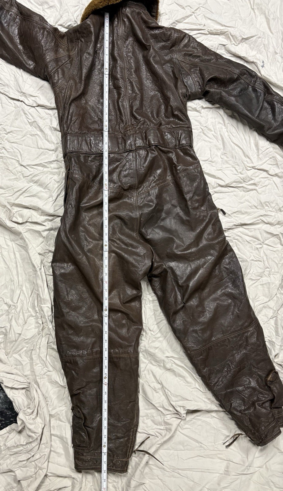 WWII US Navy Colvinex CFN-24 Leather Electrically Heated Flight Suit Size 40