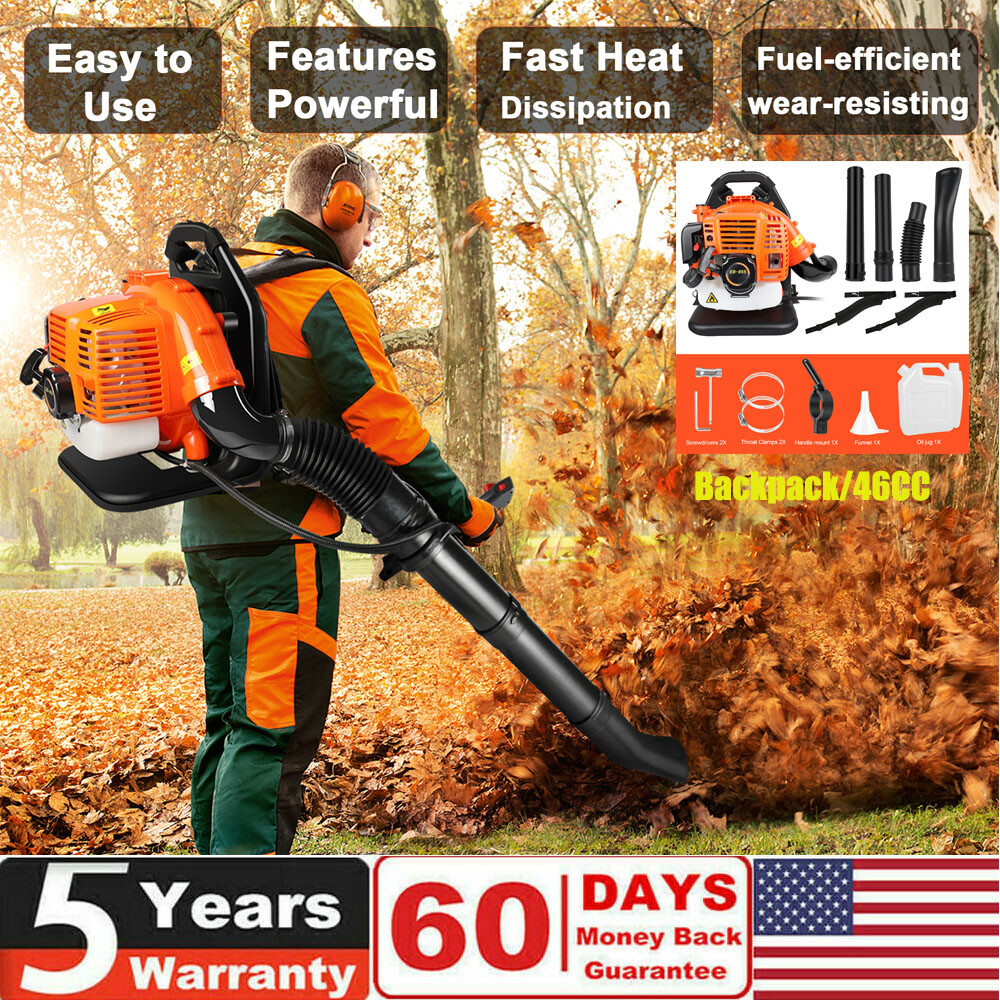 Powerful Backpack Blower Gas Leaf Blower 43cc 2-Stroke 665CFM 280MPH