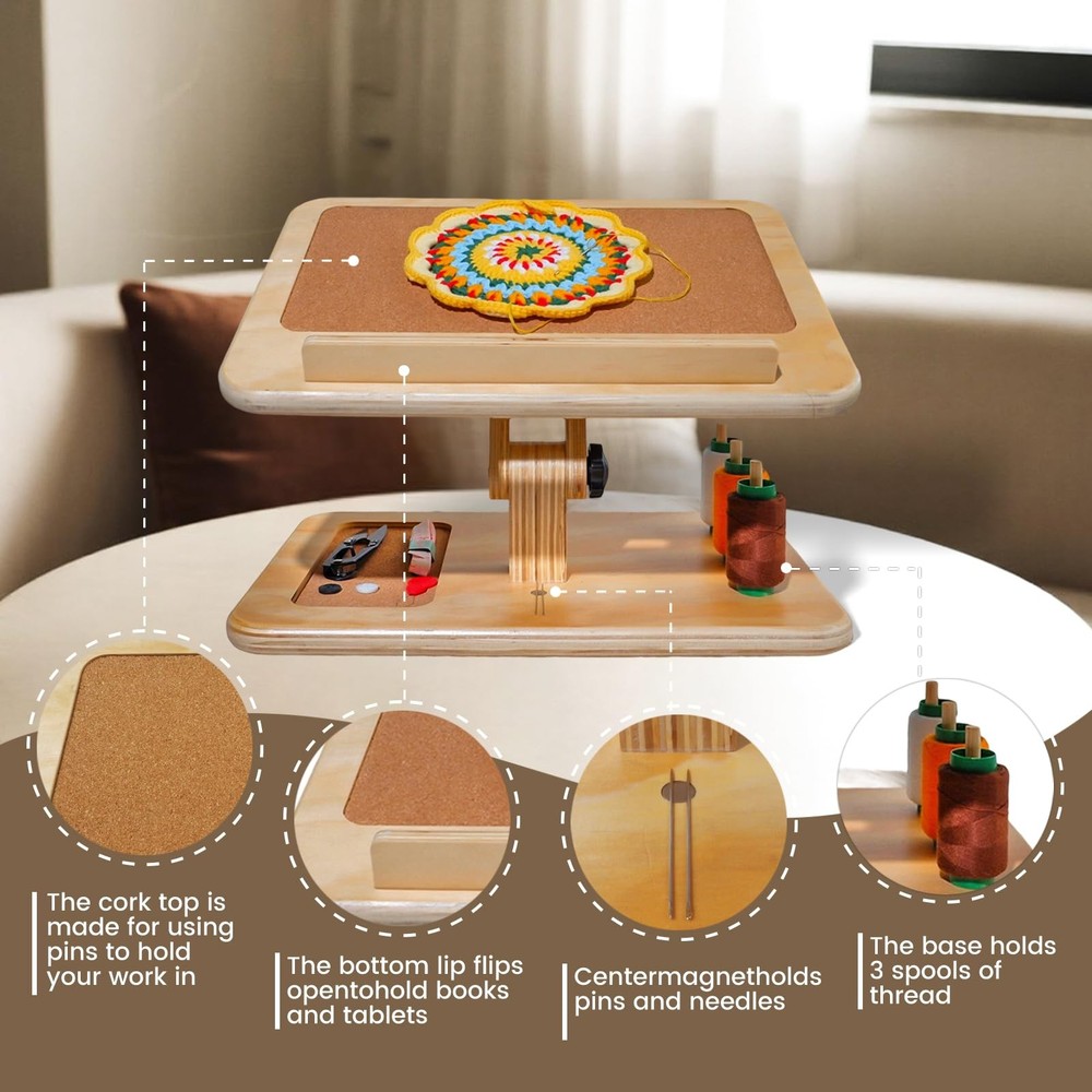 Adjustable Lap Desk for Sewing & Crafting - Portable Folding Table with Wood ...