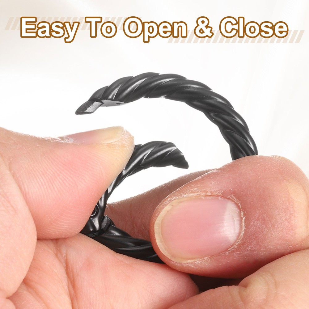 10Pcs Spring O Rings 1" Round Trigger Snap Hook Circle Black Key Ring Clip