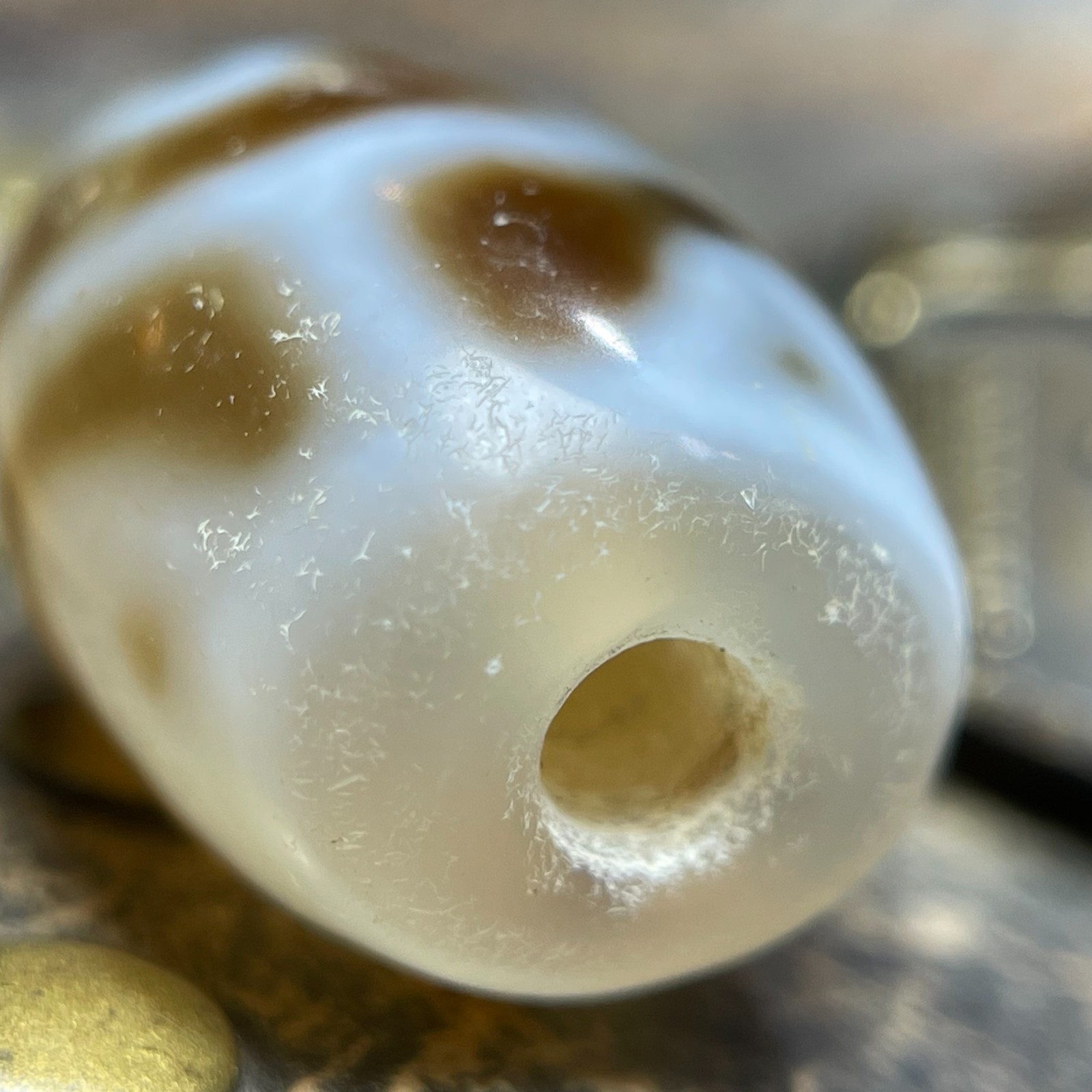 Ancient Tibetan DZI Beads Old Agate Turtle Shell Longevity Amulet Pendant #4698