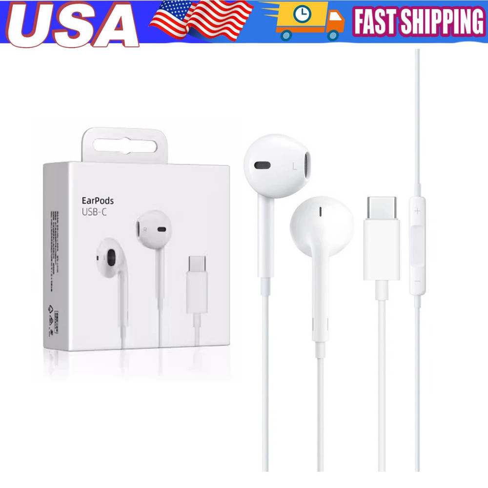 USB-C Headphones for iPhone 15 16 Samsung - Wired Earbuds with Mic & Volume