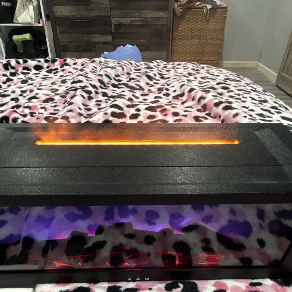 Freestanding Electric Fireplace Black, Adjustable Flame Colors, Remote Control