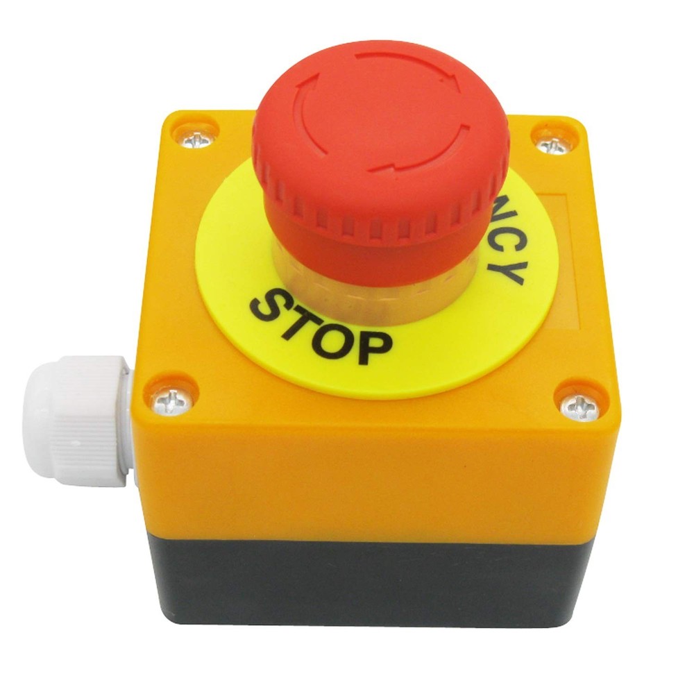 Red Emergency Stop Mushroom Switch Push Button Station 660V 10A Self-Locking Box