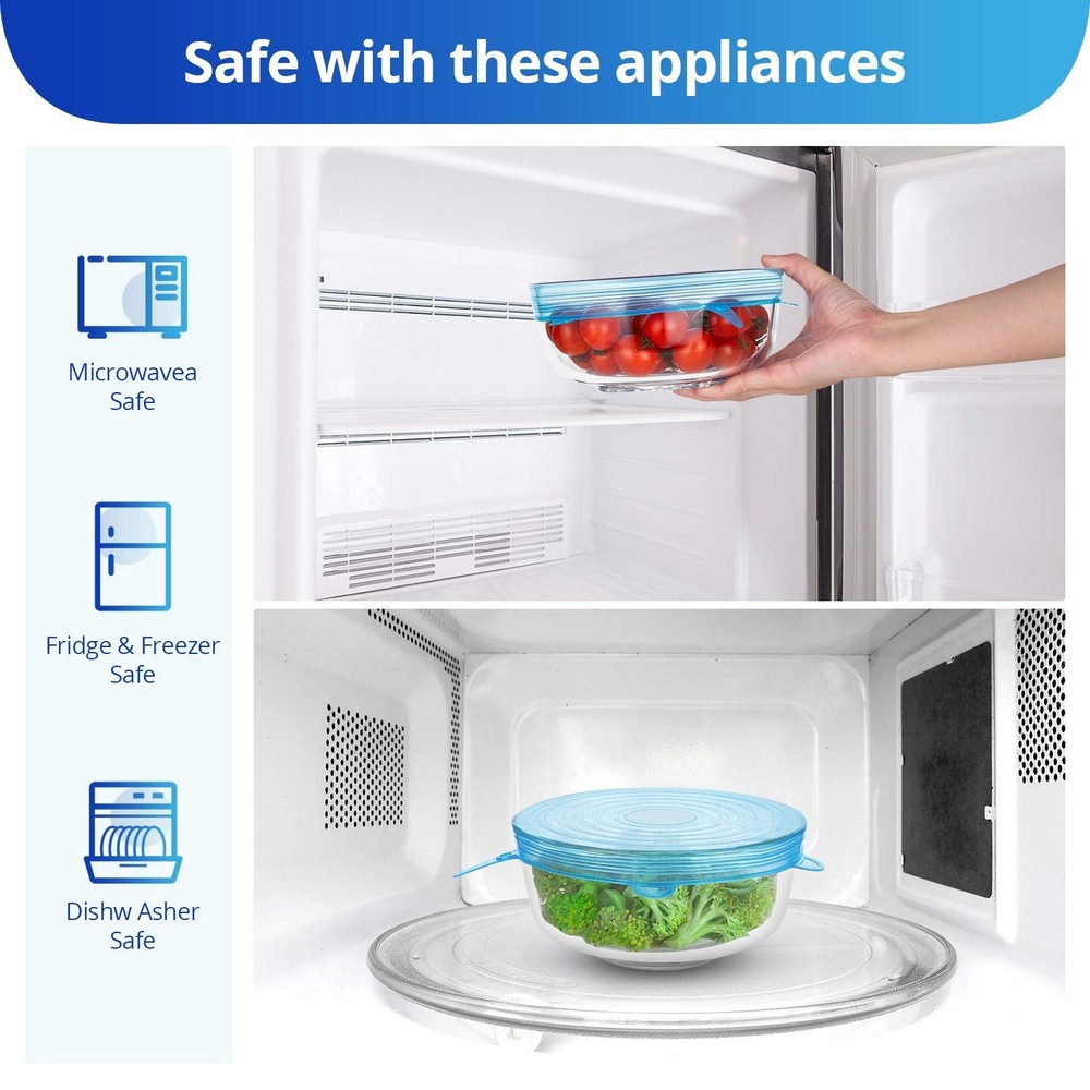 Silicone Stretch Lids, Zero Waste Reusable Silicon Container Lid Covers for L...
