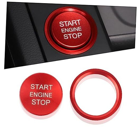 Car Push Start Button Cover Compatible with Audi,Aluminum Engine Start Stop Red
