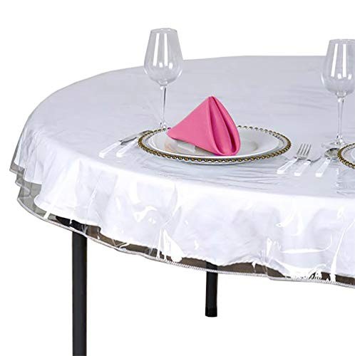 Clear Plastic Tablecloth Protector, Round Table Cloth Vinyl (70" 70" (Round)