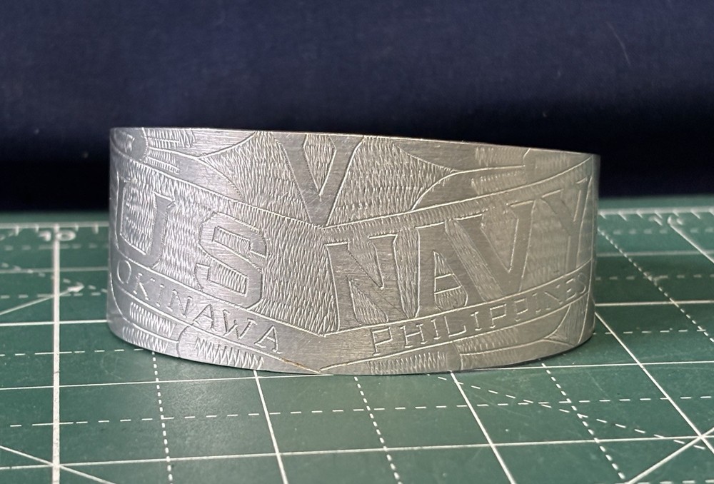 WW2 USN Rare Trench Art Bracelet Okinawa & Philippines