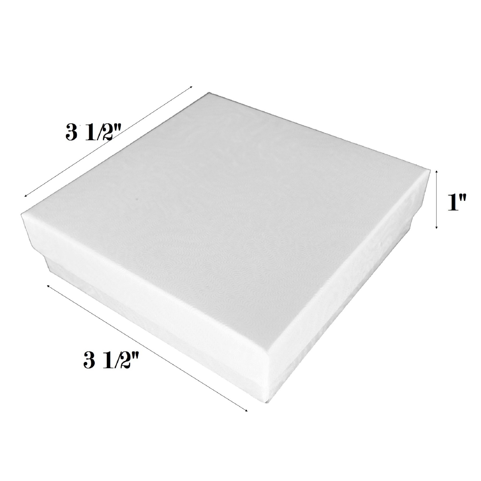 100 White Swirl Cotton Filled Jewelry Boxes 3 1/4" x 2 1/4" x 1"H