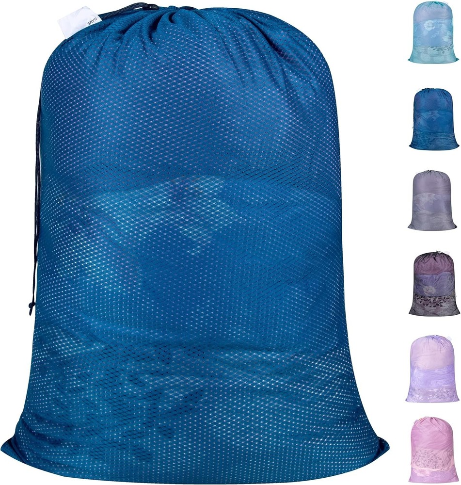 Extra Heavy Duty Large Diamond Mesh Laundry Bags with Drawstring Closure & ID...