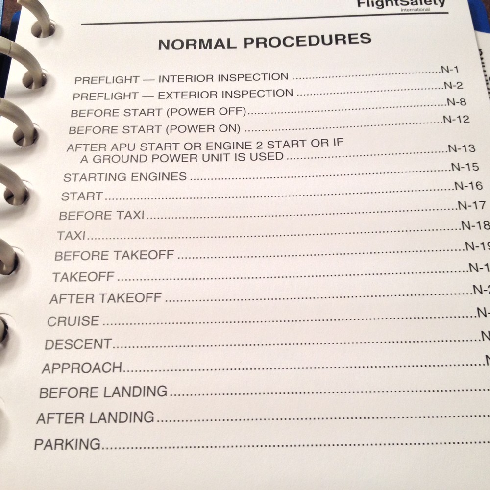 Falcon 900C Normal Procedures Pilot Checklist