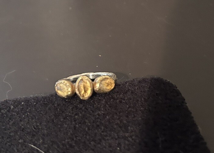 Yellow Citrine 3 Stone Ring