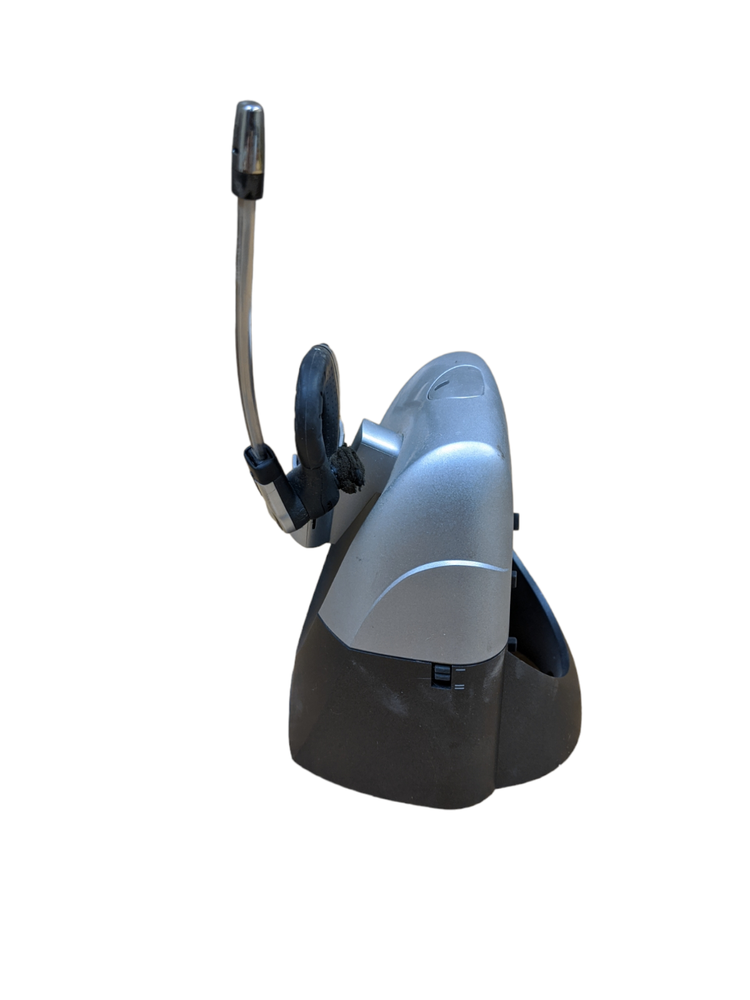 Plantronics CS70N Silver Ear-Hook Wireless Headset w/Adapter+Charge Base Working